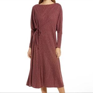 NEW Caslon Cozy knit Long Sleeve Wrap size Tie Midi Dress Women Size Small